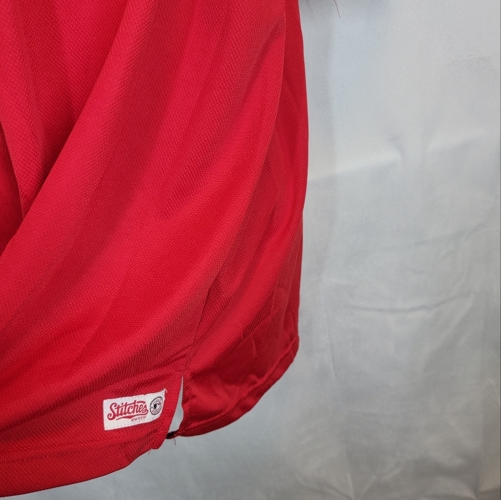 Stitches Angels red jersey short sleeve v-neck shirt. Size 2XL. Embroidered. - Picture 6 of 9